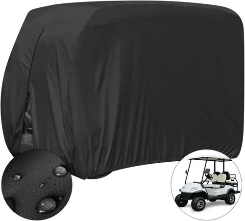 Vista 7 de Funda para carrito de golf para 4 pasajeros, compatible con EZGO Club y Yamaha, impermeable, con revestimiento de PVC extra resistente al sol, a