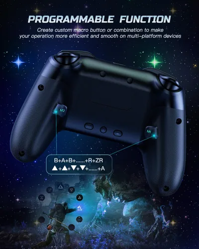 Vista 4 de VOYEE Switch Controller, LED Star Wireless Pro Controllers Compatible with LiteOLED, Multi-Platform Windows PC with 9 Colors Colorful RGB