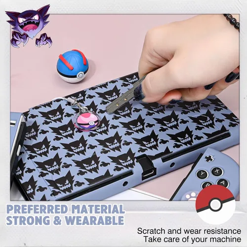 Vista 2 de DLseego Diseño de funda acoplable para Switch OLED, funda protectora antideslizante de absorción de golpes y controlador Joy Con con 1 colgante
