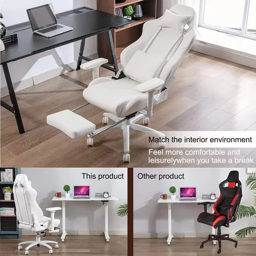Vista 2 de Silla de juegos, sillas de oficina para el hogar, silla de oficina ergonómica con reposapiés y soporte lumbar, sillas de juegos para adultos, silla