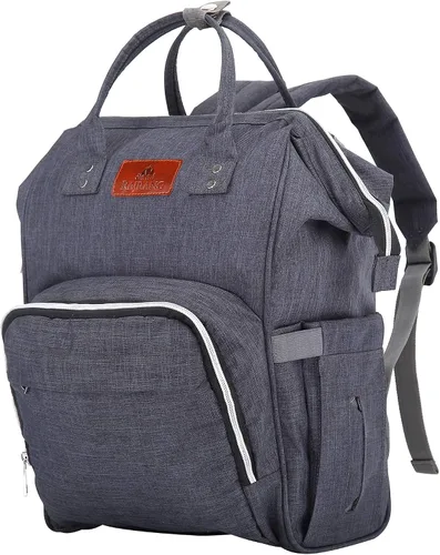 Vista 3 de RAJRANG Mini bolsa de pañales para bebé para mujer, mochila para pañales, organizador de viaje, pequeña, ligera, gris carbón, 18 x 15 x 7 pulgadas