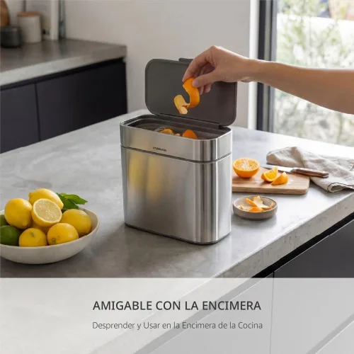 Vista 3 de simplehuman Contenedor de compost, contenedor desmontable y de encimera, 4 litros / 1.06 galones, acero inoxidable cepillado