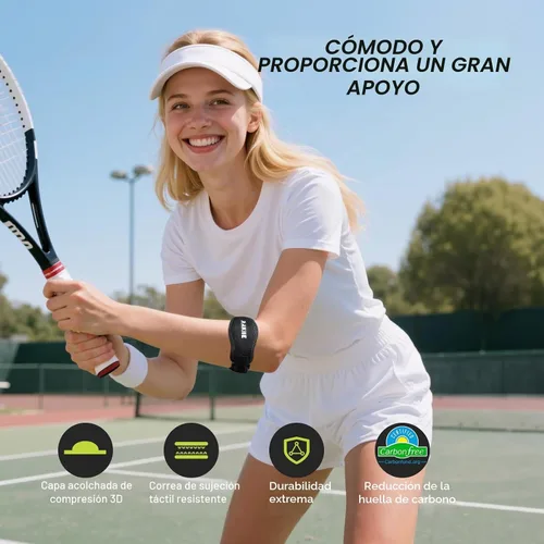 Vista 2 de Rakiie Paquete de 2 Coderas para Codo de Tenista para Hombres y Mujeres, Correa Ajustable Antideslizante para Codo de Golfista con Almohadilla