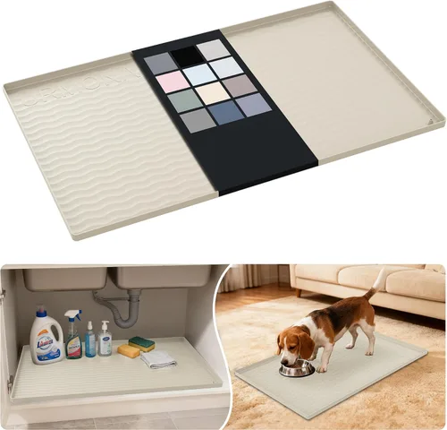 Vista 8 de URMONA - Tapete de silicona impermeable para debajo del fregadero, 16 x 10 Beige