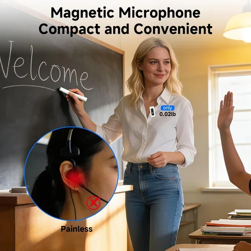 Vista 3 de KozyOne Amplificador de voz micrófono inalámbrico, amplificador de voz portátil Bluetooth con dos micrófonos magnéticos Lavalier, para profesores