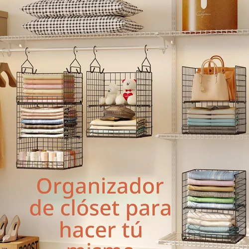 Vista 5 de Yuyetuyo Organizador Colgante de Armario de 5 Niveles y Almacenamiento Estantes Colgantes de Armario Separables con 4 Ganchos 2 Divisores