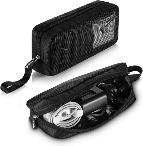 Vista 2 de CM Funda organizadora de cables de viaje, accesorios de computadora portátil, bolsa de malla con cremallera para sostener el mouse de laptop, banco