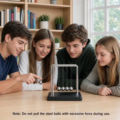Vista 4 de Newtons Cradle - Bolas de equilibrio con base negra, adorno de escritorio para oficina en casa