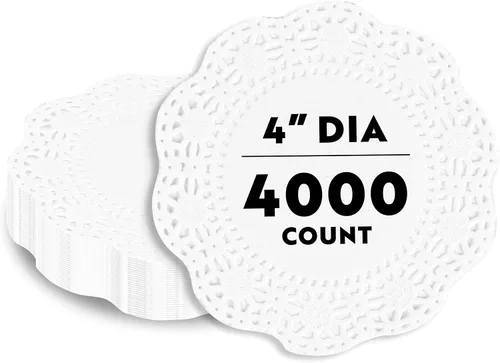 Vista 44 de Restaurantware Pastry Tek Blondas de Encaje de 4 x 4 Pulgadas 100 Vajilla Decorativa - Blondas de Mesa Desechables Redondas de Papel Negro