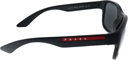 Vista 3 de Prada Linea Rossa PS 01US DG05S0 - Lentes de sol cuadrados de plástico negro lente gris