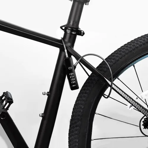 Vista 3 de Candado de cable combinado de 4 dígitos con 3 cables de acero reemplazables (9"/23.6"/47.2"), bloqueo de cable para bicicleta, equipaje, puerta