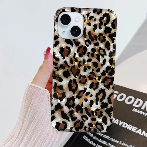 Vista 4 de J.west Funda compatible con iPhone 14 Plus, lujosa funda de silicona suave con estampado de leopardo translúcido translúcido y vintage para niñas