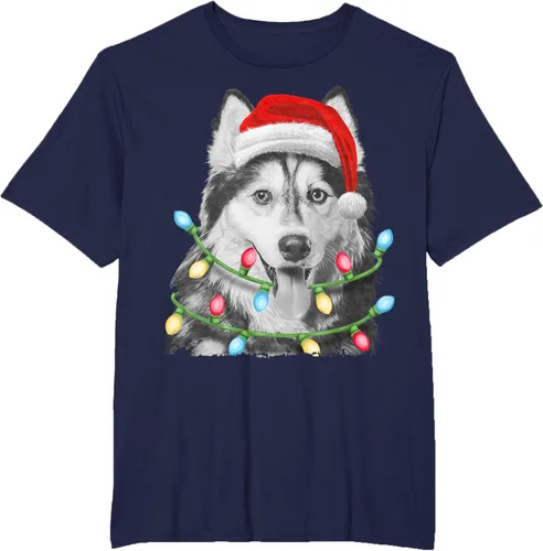 Vista 38 de Camiseta para niños con diseño de hachís siberiano con luces de árbol de Navidad Negro