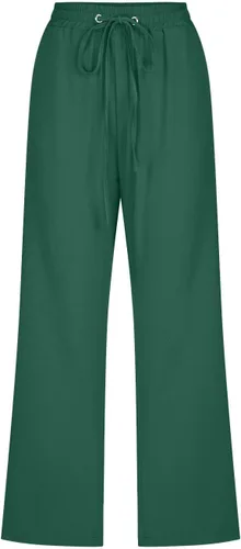 Vista 3 de JEGULV Pantalones capri de lino para mujer, de verano, cintura alta, pierna ancha, pantalones capri de yoga, pantalones cortos con bolsillos