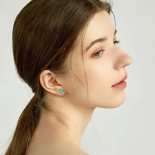 Vista 48 de Jade Earrings Studs,Green Jade Earrings for Women,925 Sterling Silver Earrings Studs for Sensitive Ears,Handmade Jade Earrings for Birthday