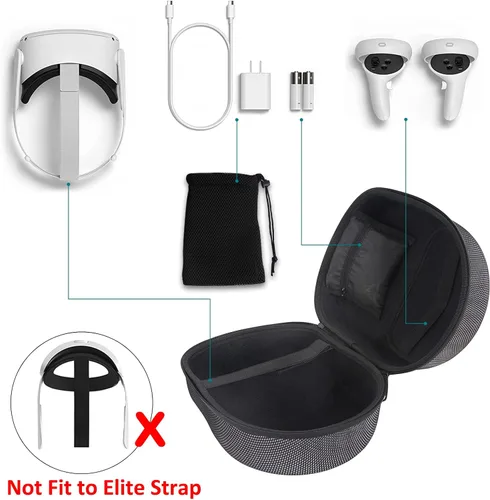Vista 3 de Fundas de transporte de realidad virtual compatibles con Oculus Quest 2 bolsa de almacenamiento rígida impermeable compatible con accesorios Quest 2