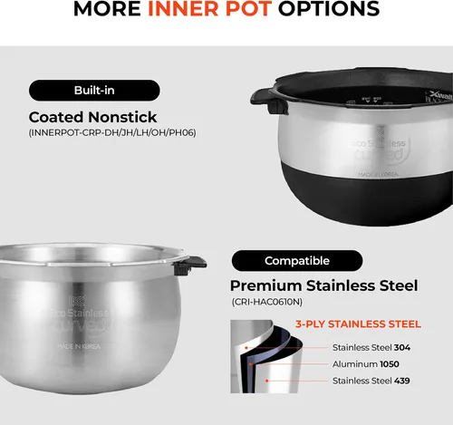 Vista 9 de CUCKOO Olla arrocera a presión doble de 6 tazas sin cocer / 12 tazas cocidas con tecnología de calentamiento por inducción, sistema de presión