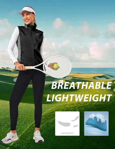 Vista 5 de Little Donkey Andy Chaleco Softshell ligero a prueba de viento para mujer, para golf, tenis, correr, ciclismo