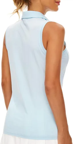 Vista 2 de Casei Polo de golf sin mangas para mujer, UPF 50+, de secado rápido, con cuello