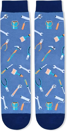 Vista 3 de sockfun Doctor Lawyer Realtor Bombero Enfermera Papá Fútbol Cáncer Calcetines Médicos Bombero Maestro Juego de Fútbol Amante Regalos, Papá Azul