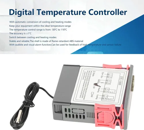 Vista 3 de STC-1000 Controlador digital de temperatura multiusos, termostato de refrigeración y calefacción con sensor NTC para fermentador de cerveza casera