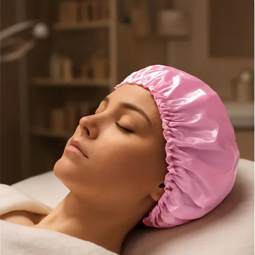 Vista 7 de Smilco Paquete de 2 gorros de ducha para mujer, reutilizables, impermeables, de doble capa, cubierta elástica grande de EVA para el cabello, se