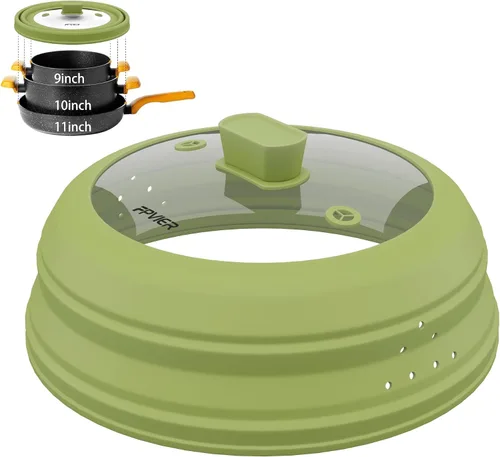 Vista 22 de Cubierta para salpicaduras de microondas, cubierta plegable de silicona para placa de microondas con vidrio para tapa protectora de salpicaduras