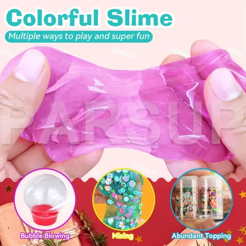 Vista 4 de Calendario de Adviento de Slime de Navidad 2025 para Niños, Set de Regalo Sorpresa de Fiesta de Cristal para Niños, Calendario de Cuenta Regresiva