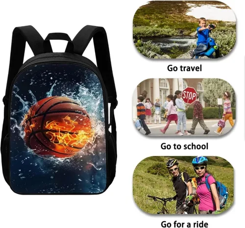 Vista 138 de HUGS IDEA Los animales frescos 3D niños escuela libro bolsa niños impresión mochilas, Baloncesto, Moderno