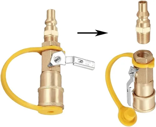 Vista 4 de Joywayus Adaptador de conexión rápida de propano de 1/4 "NPT de flujo completo macho enchufe rosca de gas para RV barbacoa portátil