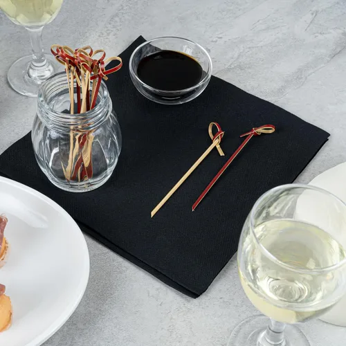 Vista 9 de Púas de aperitivos de 4 pulgadas, 1000 púas de nudo anudado, nudo en bucle, para alimentos o bebidas, brochetas de cóctel de bambú marrón, extremo