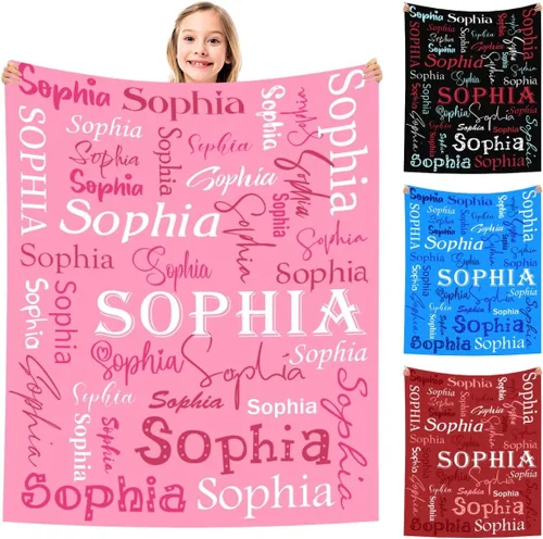 Vista 14 de MyPupSocks Manta Decorativa Personalizada con Nombre Personalizado Mantas para Niña Hija Nieta Manta Bonita (7 Tamaños)