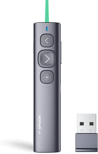 Vista 11 de Norwii Clicker de presentación N95 con receptor USB-A y C, clicker de PowerPoint para control remoto de presentación, puntero inalámbrico