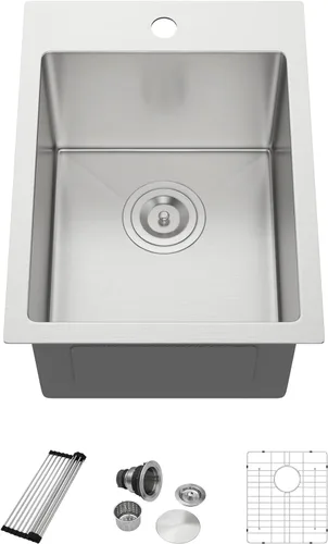 Vista 15 de Dcolora Fregadero de Lavandería Empotrable de 22x22 Pulgadas Calibre 16 de Acero Inoxidable de 12 Pulgadas de Profundidad Fregadero Utilitario de Un
