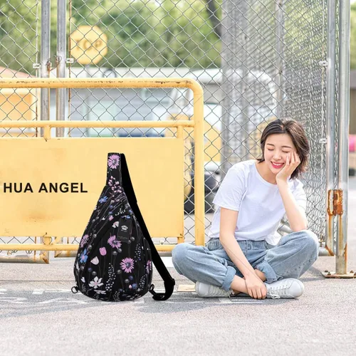 Vista 7 de HUA ANGEL Bolso bandolera, bolso cruzado de moda para el pecho, mochila de viaje, senderismo, gimnasio, mochila casual