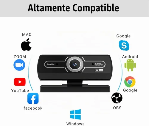 Vista 8 de Diccik Cámara web 2K para PC, videollamadas Full HD, corrección de luz HD, funciona con Skype, Zoom, FaceTime, Hangouts, PC/Mac/Laptop/MacBook/Tablet