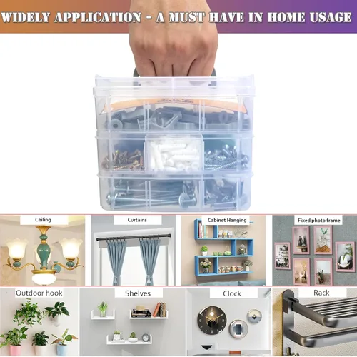 Vista 2 de ZTF Kit de anclajes y tornillos para paneles de yeso resistente, pernos de palanca de pared hueca de mariposa combinación de tornillos y anclajes