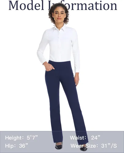 Vista 33 de Safort Pantalones de yoga con entrepierna de 28" 30" 32" 34"más amplios en la parte inferior para botas altas, 4 bolsillos, UPF50+