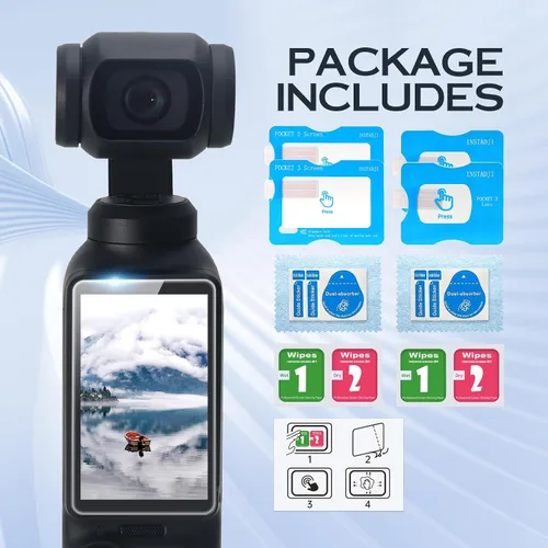Vista 7 de Paquete de 4 protectores de pantalla para DJI Osmo Pocket 4/3/Xtra Muse+protector de lente para accesorios Osmo Pocket 4/3/Xtra Muse