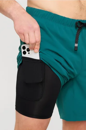Vista 10 de Fabletics The One - Pantalón corto para hombre (forro), entrenamiento, natación, ligero, de secado rápido, bolsillo con cremallera, tejido elástico