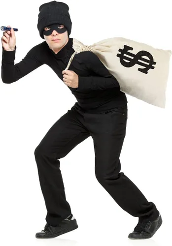 Vista 5 de Eylola Paquete de 4 bolsas de dinero para decoración de fiestas de 11.8 x 15.7 pulgadas, bolsa de dinero para disfraz de ladrón, bolsa de dinero