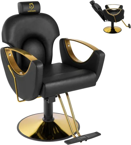 Vista 9 de Silla de peluquería hidráulica, sillas de salón Silla giratoria de 360 grados, altura ajustable para estilista de peluquería de salón de tatuajes
