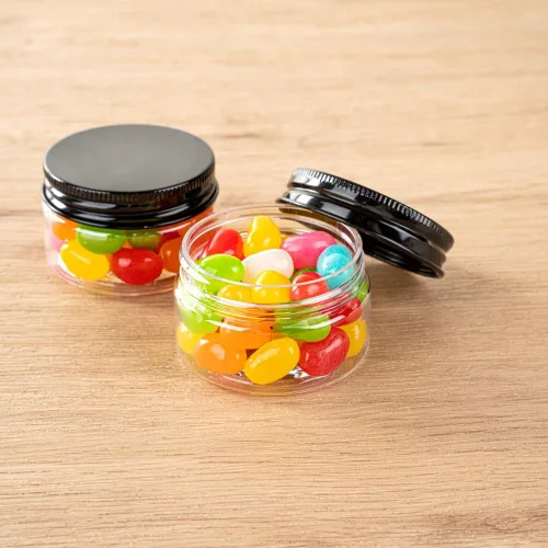 Vista 4 de Restaurantware RW Base Tarros de caramelo de 1 onza 10 recipientes de almacenamiento de cocina duraderos – Tarros redondos herméticos de plástico