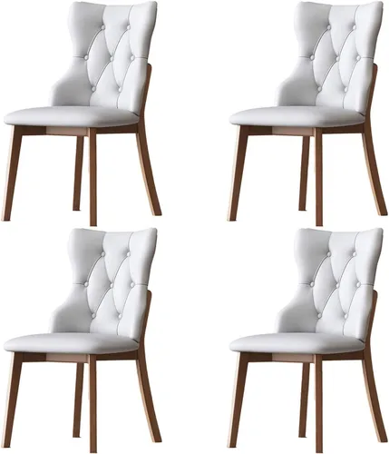 Vista 25 de Upholstered Dining Chairs with Backrest,Kitchen Chairs Leather,Living Room Chair with Wood Legs for Home, Restaurant, Hotel, Conference Room Grey