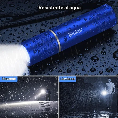 Vista 8 de Blukar Linterna recargable, linternas de enfoque ajustables superbrillantes Azul
