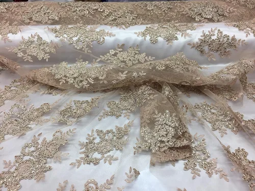 Vista 6 de Valentina Textil Lentejuelas Tela de encaje con adornos en malla VT-012 (1 yarda, azul bebé)