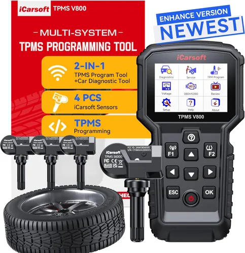 Vista 9 de iCarsoft TPMS V800 Herramienta de programación y reaprendizaje TPMS con 4 sensores - Escáner de diagnóstico OBD2