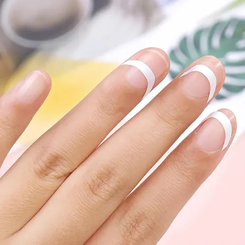 Vista 6 de 2880 piezas de puntas francesas, plantillas de uñas, diseño de uñas en forma de luna, calcomanías autoadhesivas para uñas francesas, tiras