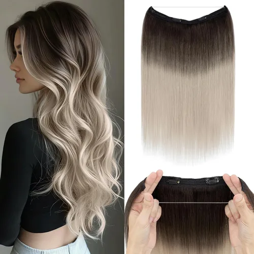 Vista 9 de Extensiones de cabello humano real, extensiones de cabello humano 100 % humano, extensiones de clip, ondulado, negro azabache 01, 2.46 oz/18 pulgadas
