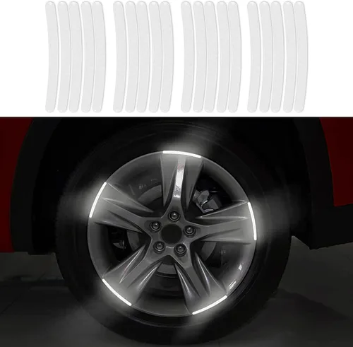 Vista 16 de 20 piezas de calcomanías reflectantes para cubo de rueda de automóvil, calcomanías reflectantes de seguridad nocturna para automóviles, motocicletas